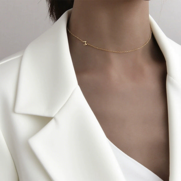 Wholesale Women's Fashion Light Luxury Electroplated Titanium Steel Necklace With Letter And Number Patterns In O Word Chain Style