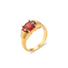 Wholesale Women's Fashion Light Luxury Elegant Stainless Steel Waterproof Ring With Winding Geometric Pattern And Oval Zircon Electroplated