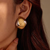 Wholesale Women's Fashion Light Luxury Geometric Stainless Steel Electroplated Earrings