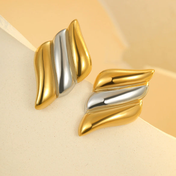 Wholesale Women's Fashion Light Luxury Geometric Stainless Steel Electroplated Earrings