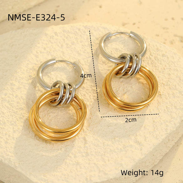 Wholesale Women's Fashion Light Luxury Geometric Stainless Steel Electroplated Earrings