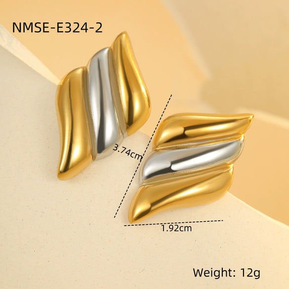 Wholesale Women's Fashion Light Luxury Geometric Stainless Steel Electroplated Earrings