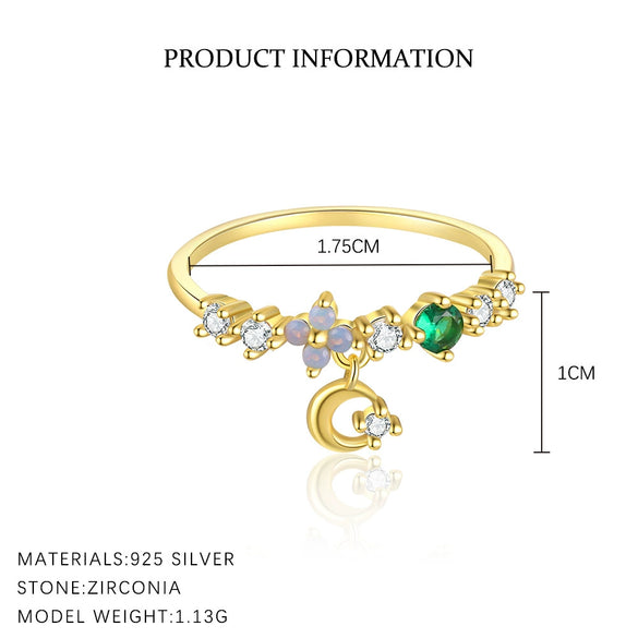 Wholesale Women's Fashion Light Luxury S925 Sterling Silver Flower And Star Shaped Ring With Zirconia And Heart Pattern Jewelry