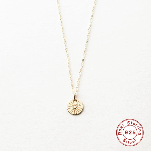 Wholesale Women's Fashion Light Luxury S925 Sterling Silver Necklace With Round Fireworks Totem Pendant And O Chain Geometric Design