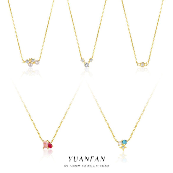 Wholesale Women's Fashion Light Luxury Silver 925 Star Zircon Cross Chain Necklace