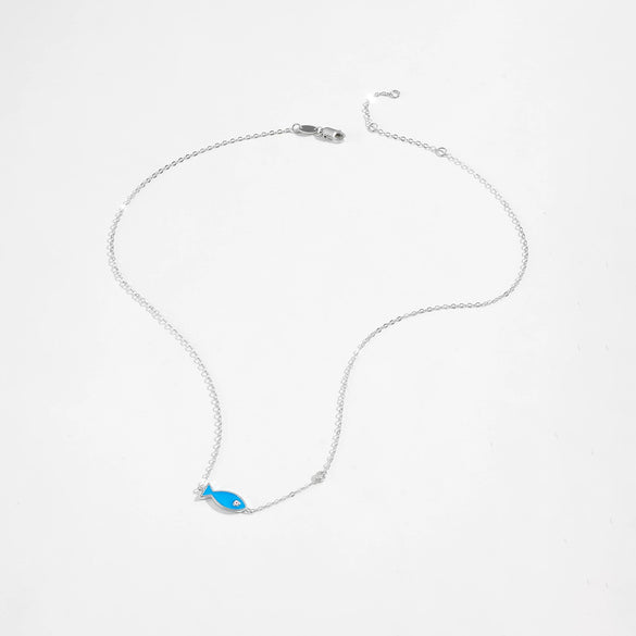Wholesale Women's Fashion Light Luxury Small Fish Pendant 925 Silver Necklace With Electroplating Platinum 18K Gold