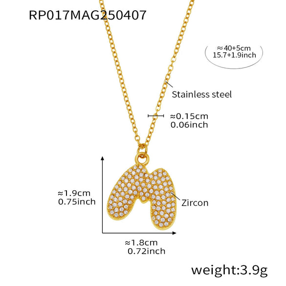 Wholesale Women's Fashion Luxury Electroplated Geometric Ferris Wheel English Letters Zircon Stainless Steel And Titanium Steel Necklace