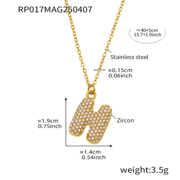 Wholesale Women's Fashion Luxury Electroplated Geometric Ferris Wheel English Letters Zircon Stainless Steel And Titanium Steel Necklace