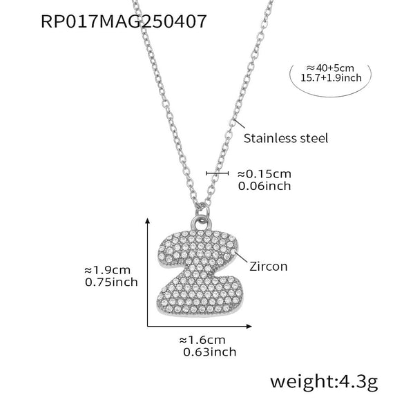 Wholesale Women's Fashion Luxury Electroplated Geometric Ferris Wheel English Letters Zircon Stainless Steel And Titanium Steel Necklace