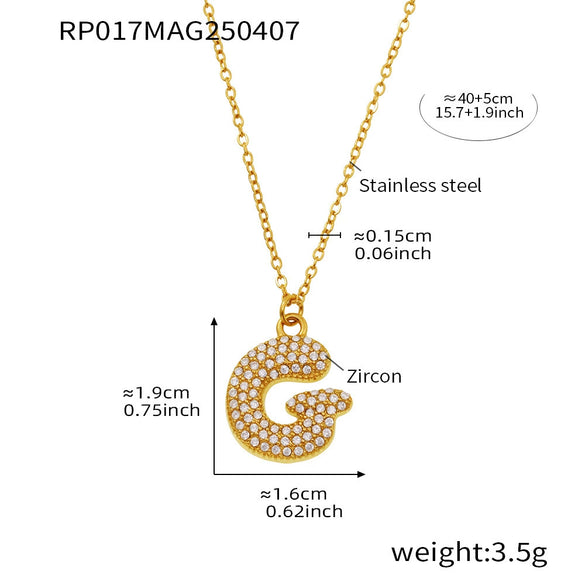 Wholesale Women's Fashion Luxury Electroplated Geometric Ferris Wheel English Letters Zircon Stainless Steel And Titanium Steel Necklace