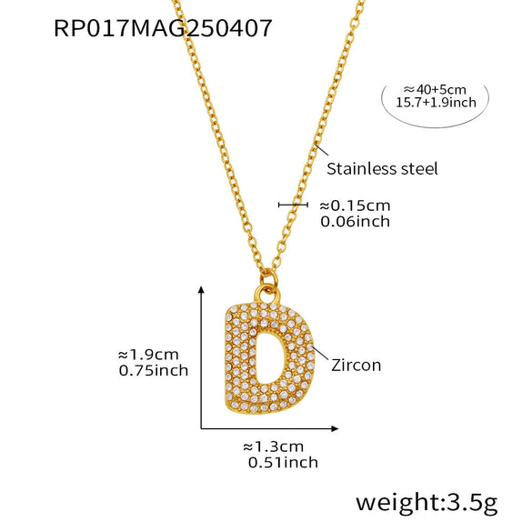 Wholesale Women's Fashion Luxury Electroplated Geometric Ferris Wheel English Letters Zircon Stainless Steel And Titanium Steel Necklace