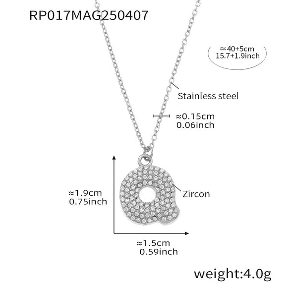Wholesale Women's Fashion Luxury Electroplated Geometric Ferris Wheel English Letters Zircon Stainless Steel And Titanium Steel Necklace