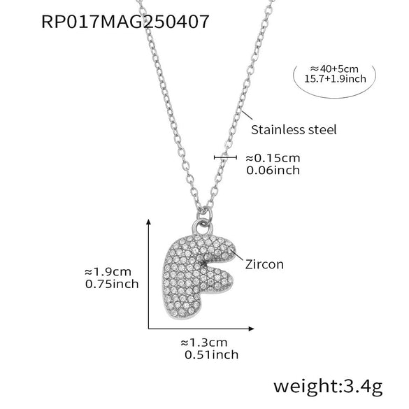 Wholesale Women's Fashion Luxury Electroplated Geometric Ferris Wheel English Letters Zircon Stainless Steel And Titanium Steel Necklace
