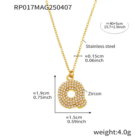 Wholesale Women's Fashion Luxury Electroplated Geometric Ferris Wheel English Letters Zircon Stainless Steel And Titanium Steel Necklace