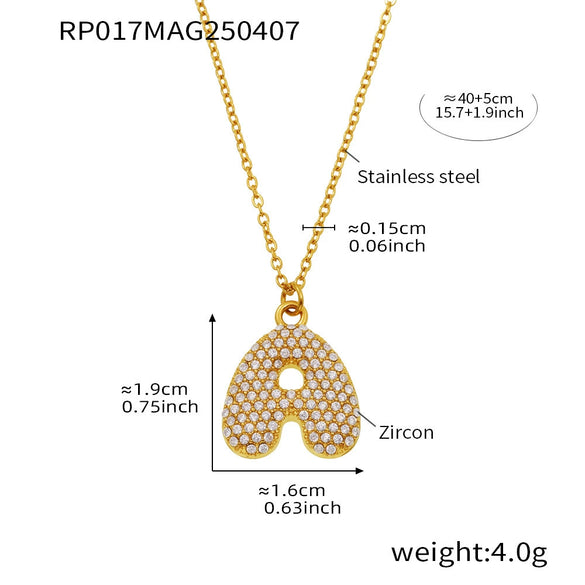 Wholesale Women's Fashion Luxury Electroplated Geometric Ferris Wheel English Letters Zircon Stainless Steel And Titanium Steel Necklace