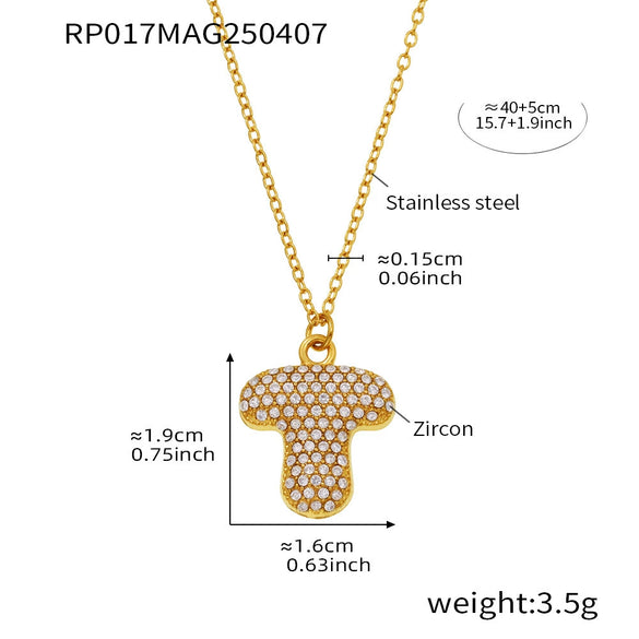Wholesale Women's Fashion Luxury Electroplated Geometric Ferris Wheel English Letters Zircon Stainless Steel And Titanium Steel Necklace
