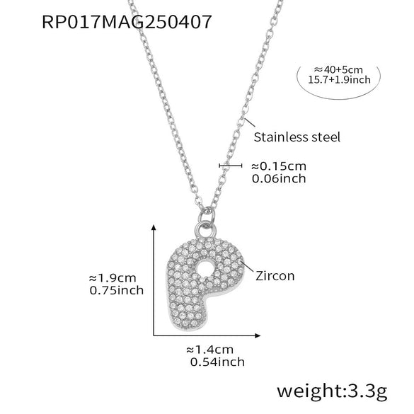 Wholesale Women's Fashion Luxury Electroplated Geometric Ferris Wheel English Letters Zircon Stainless Steel And Titanium Steel Necklace