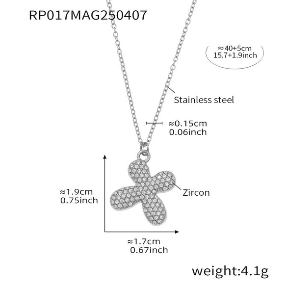 Wholesale Women's Fashion Luxury Electroplated Geometric Ferris Wheel English Letters Zircon Stainless Steel And Titanium Steel Necklace