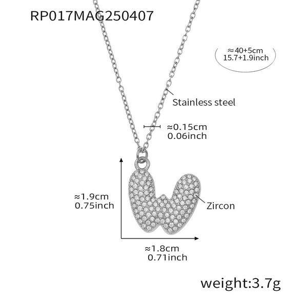 Wholesale Women's Fashion Luxury Electroplated Geometric Ferris Wheel English Letters Zircon Stainless Steel And Titanium Steel Necklace