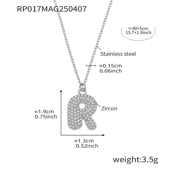 Wholesale Women's Fashion Luxury Electroplated Geometric Ferris Wheel English Letters Zircon Stainless Steel And Titanium Steel Necklace