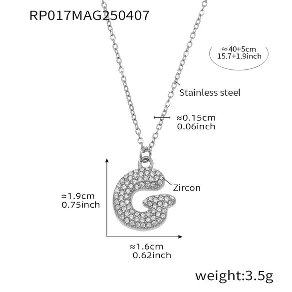 Wholesale Women's Fashion Luxury Electroplated Geometric Ferris Wheel English Letters Zircon Stainless Steel And Titanium Steel Necklace