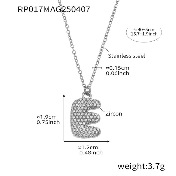 Wholesale Women's Fashion Luxury Electroplated Geometric Ferris Wheel English Letters Zircon Stainless Steel And Titanium Steel Necklace