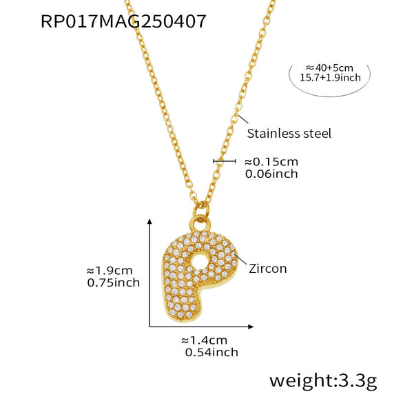Wholesale Women's Fashion Luxury Electroplated Geometric Ferris Wheel English Letters Zircon Stainless Steel And Titanium Steel Necklace