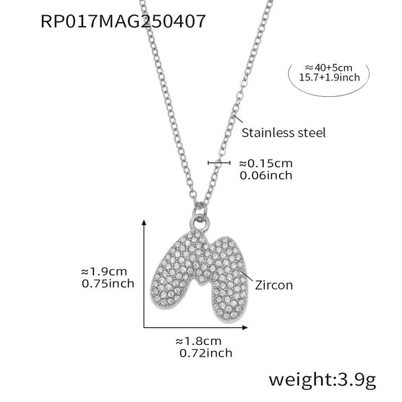 Wholesale Women's Fashion Luxury Electroplated Geometric Ferris Wheel English Letters Zircon Stainless Steel And Titanium Steel Necklace