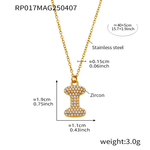 Wholesale Women's Fashion Luxury Electroplated Geometric Ferris Wheel English Letters Zircon Stainless Steel And Titanium Steel Necklace