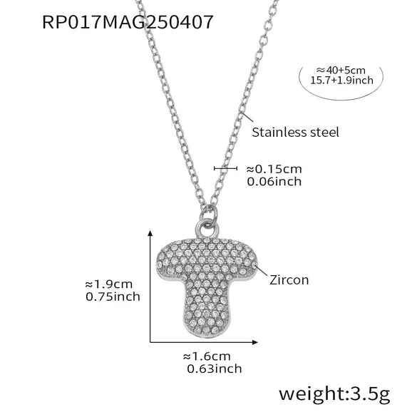 Wholesale Women's Fashion Luxury Electroplated Geometric Ferris Wheel English Letters Zircon Stainless Steel And Titanium Steel Necklace