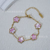 Wholesale Women's Fashion Luxury Vacuumplated 18K Titanium Steel Clover Flower Bracelet