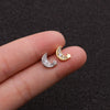 Wholesale Women's Fashion Metal Earrings With Doublesided Screw Design Inlaid With Zircon And Flower Pattern