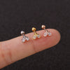 Wholesale Women's Fashion Metal Earrings With Doublesided Screw Design Inlaid With Zircon And Flower Pattern