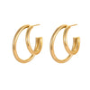 Wholesale Women's Fashion Minimalist Cool Style Doublelayer Cshaped Stainless Steel And 18K Electroplated Geometric Earrings