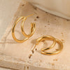 Wholesale Women's Fashion Minimalist Cool Style Doublelayer Cshaped Stainless Steel And 18K Electroplated Geometric Earrings