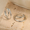 Wholesale Women's Fashion Minimalist Cool Style Doublelayer Cshaped Stainless Steel And 18K Electroplated Geometric Earrings