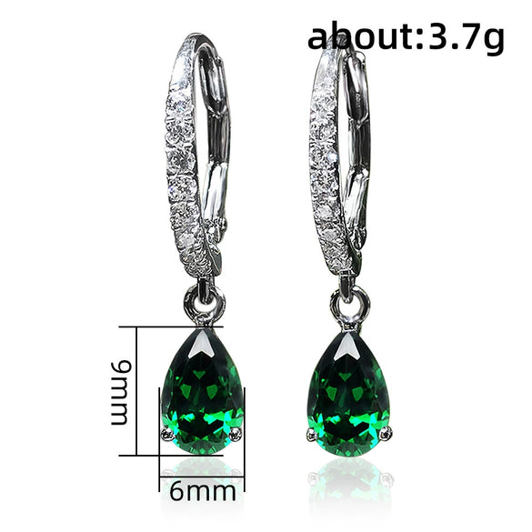 Wholesale Women's Fashion Minimalist Copper Platinum Plated Drop Pear Shaped Zircon Earrings
