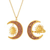 Wholesale Women's Fashion Minimalist Ferris Wheel Sun Moon Glow Inlaid Zircon Titanium Steel Electroplated Jewelry Set Including Ring And Necklace With Earrings