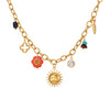 Wholesale Women's Fashion Minimalist Geometric And Floral Pattern 18K Gold Plated Stainless Steel Pendant Necklace