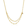 Wholesale Women's Fashion Minimalist Titanium Steel Gold Plated Drop Shape Necklace With Double Layer Stacked Chain