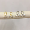 Wholesale Women's Fashion Natural Freshwater Pearl Earrings With Alloy Inlaid Artificial And Semiprecious Stones Flat Round And Bun Round Shape