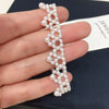 Wholesale Women's Fashion Natural Freshwater Pearl Nearly Round Adjustable Handwoven Bracelet With 225 Silver Accessories