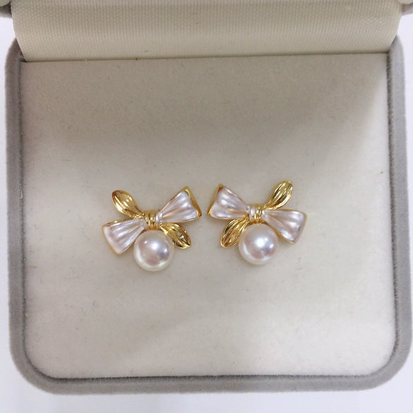 Wholesale Women's Fashion Natural Freshwater Pearl Oblate S925 Sterling Silver Earrings