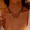 Wholesale Women's Fashion Natural Stone Necklace With Stainless Steel Star Pendant And Geometric Pattern Electroplated