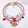 Wholesale Women's Fashion Necklace Alloy Shell Starfish Conch Love Crab Electroplating Heart Fruit Animal Zodiac Design