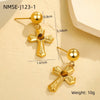 Wholesale Women's Fashion Ol Geometric Pearl Zircon Stainless Steel 18K Electroplated Earrings