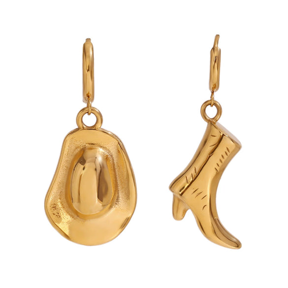Wholesale Women's Fashion Ol Geometric Stainless Steel 18K Gold Plated Earrings