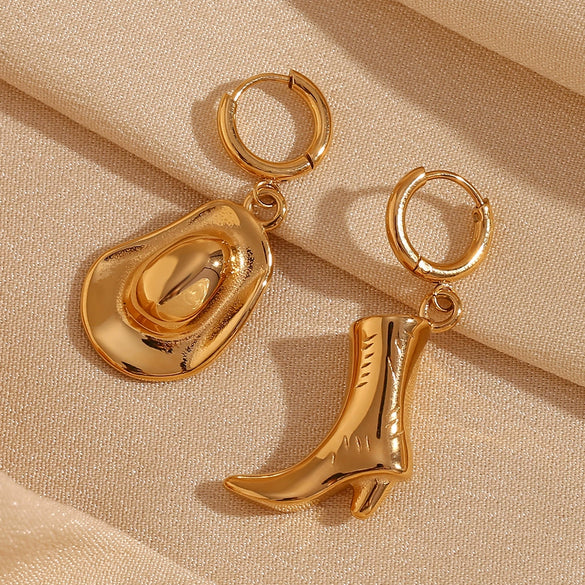 Wholesale Women's Fashion Ol Geometric Stainless Steel 18K Gold Plated Earrings