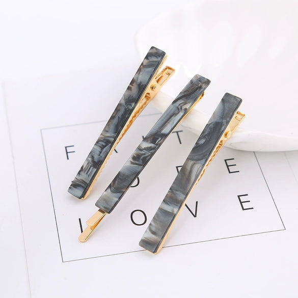 Wholesale Women's Fashion Ol Natural Square Acetic Acid Color Duckbill Hairpin Set With Electroplating