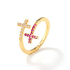 Wholesale Women's Fashion Ol Style Cross Micro Inlaid Zircon Opening Ring Jewelry Copper Zircon Zirconia